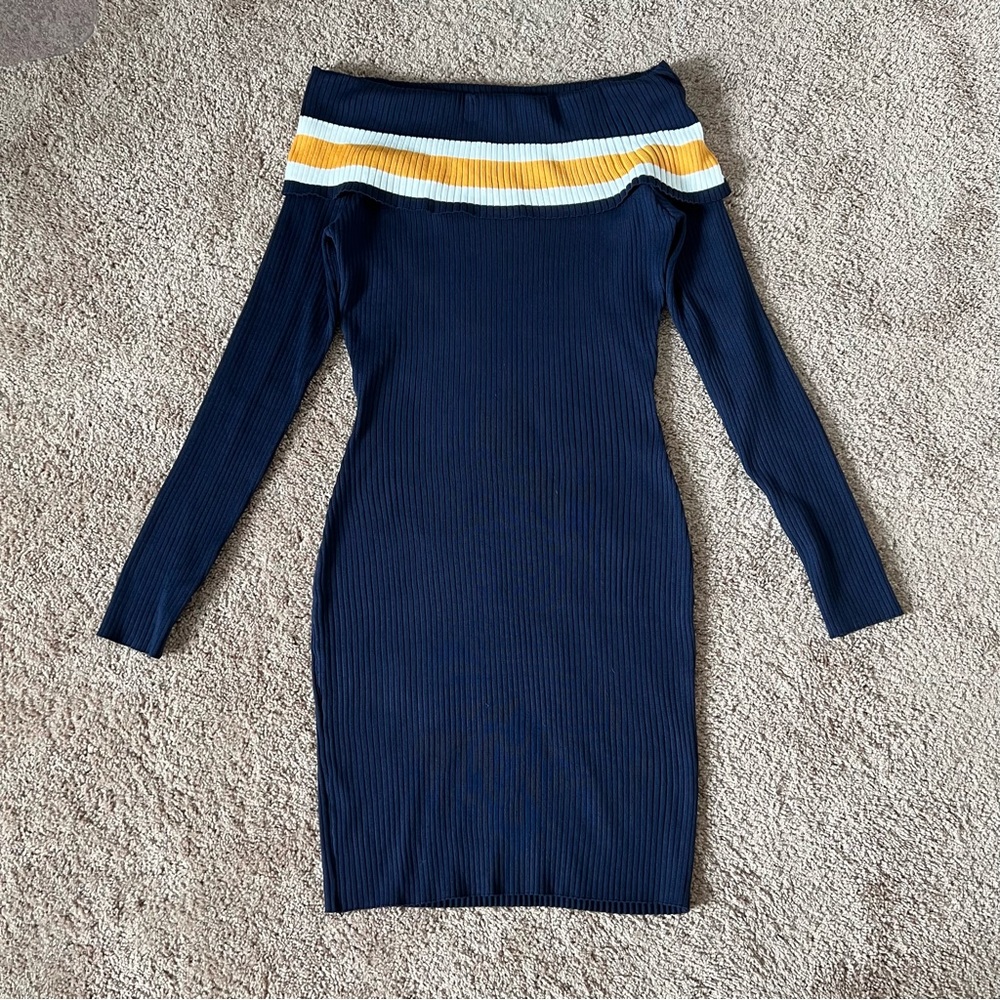 Fashion Nova Off The Shoulder Mini Dress | Navy Blue | Size XL | NWOT